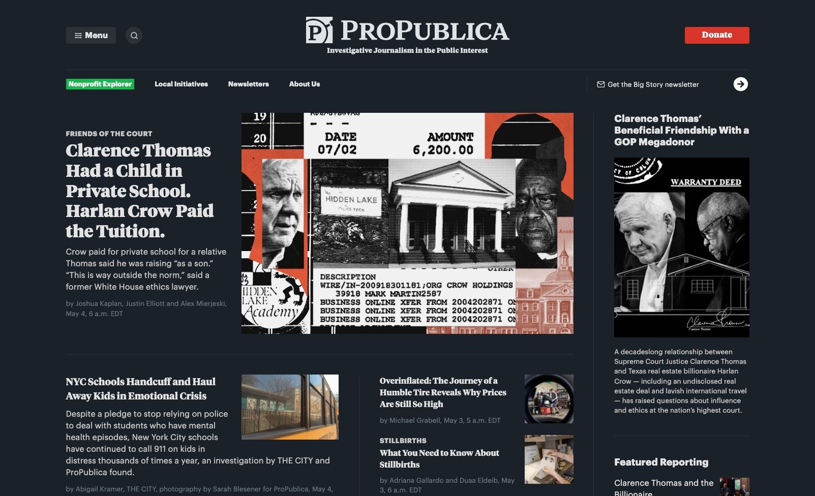 ProPublica website home page
