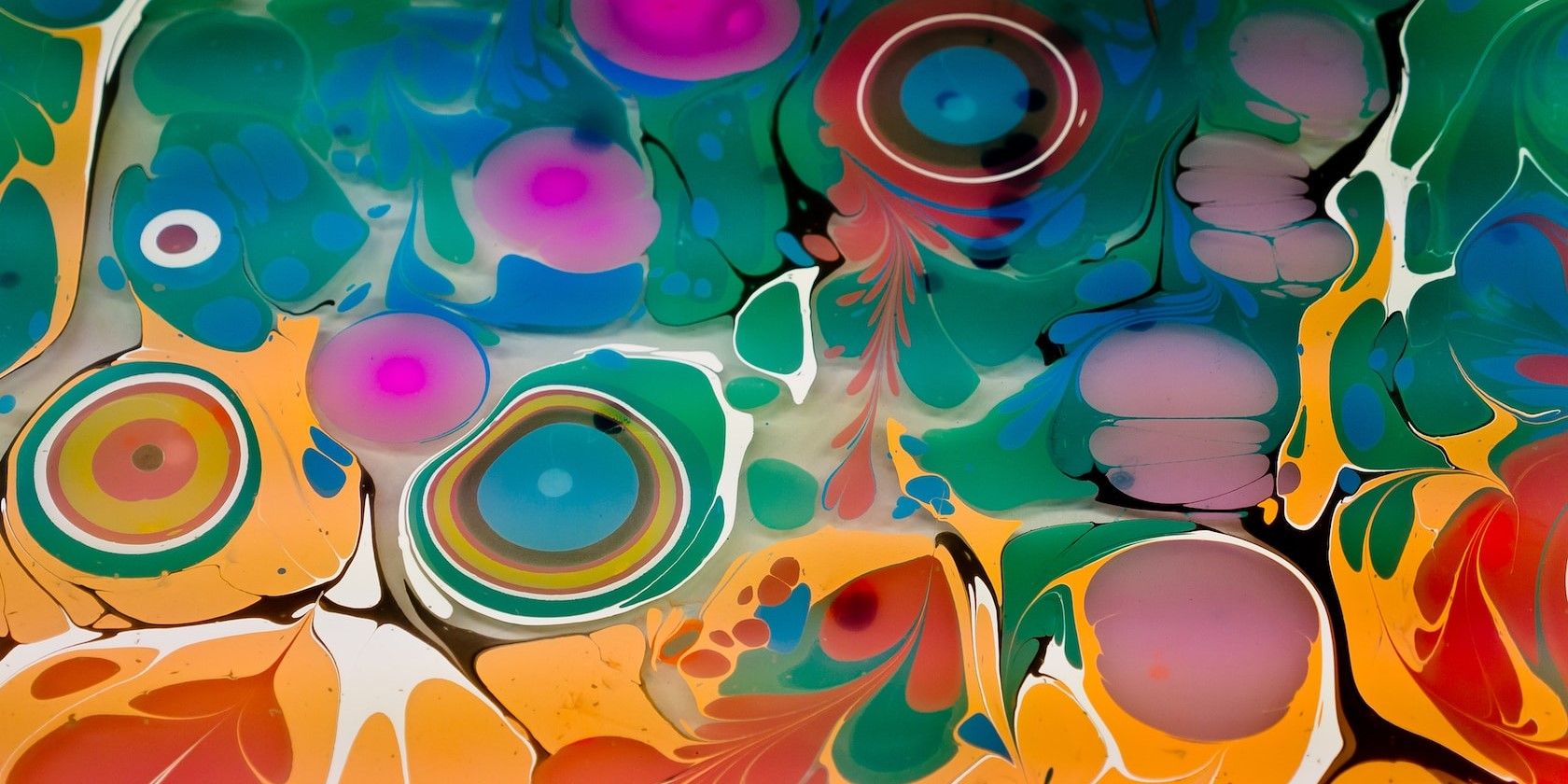 A Vibrant Abstract Painting in Ebru Fluid Art Style