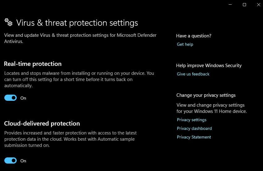 تنظیمات حفاظت در زمان واقعی برای Microsoft Defender