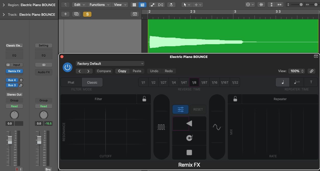 Remix FX plugin in Logic Pro X