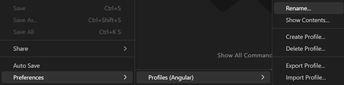 Steps for renaming a profile