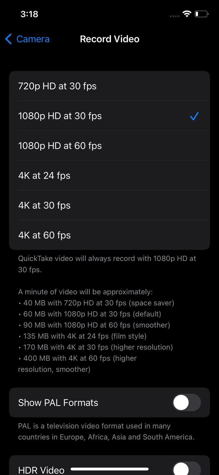 Réglage de la résolution iPhone