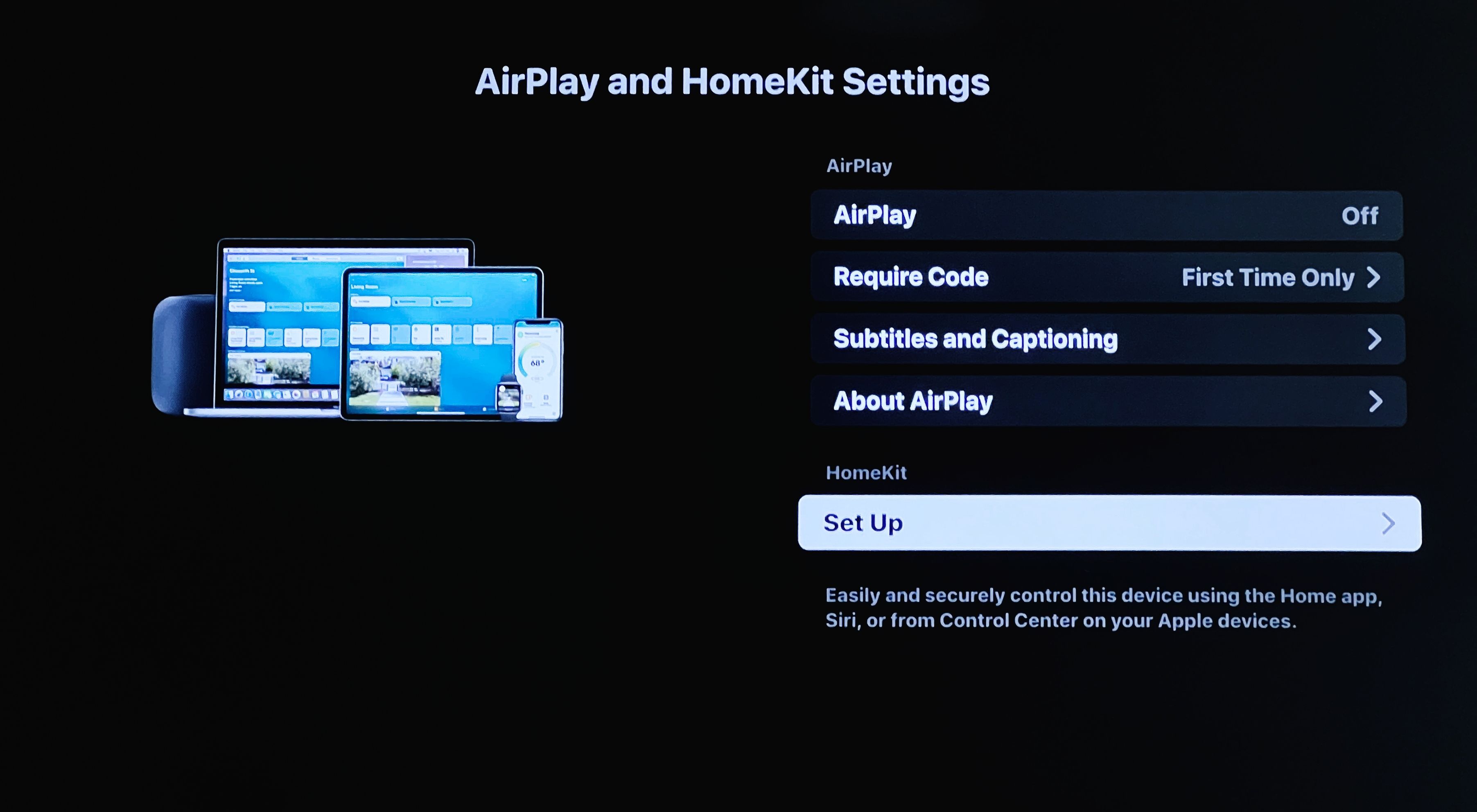 Roku HomeKit و صفحه تنظیمات AirPlay