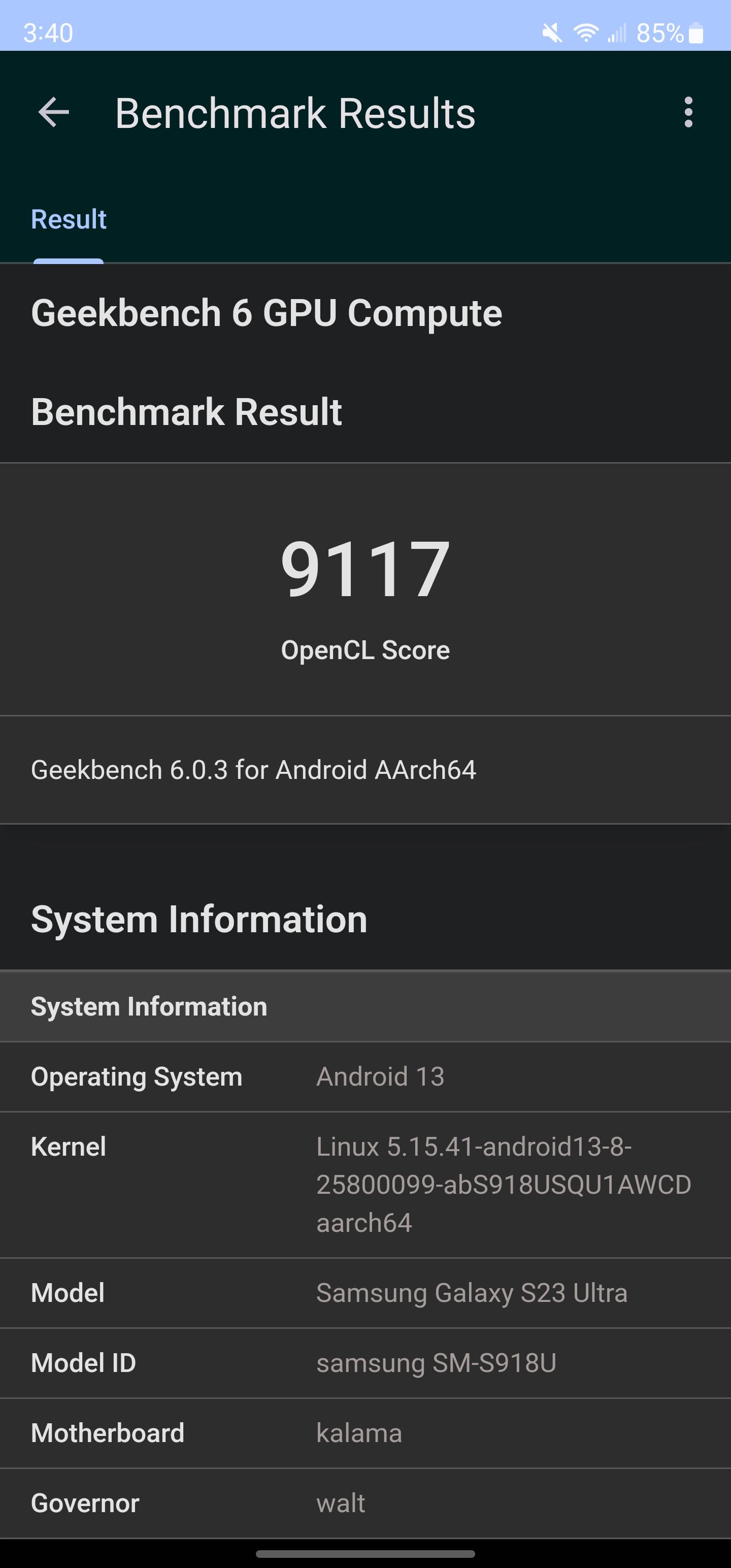 امتیاز Geekbench S23 Ultra GPU