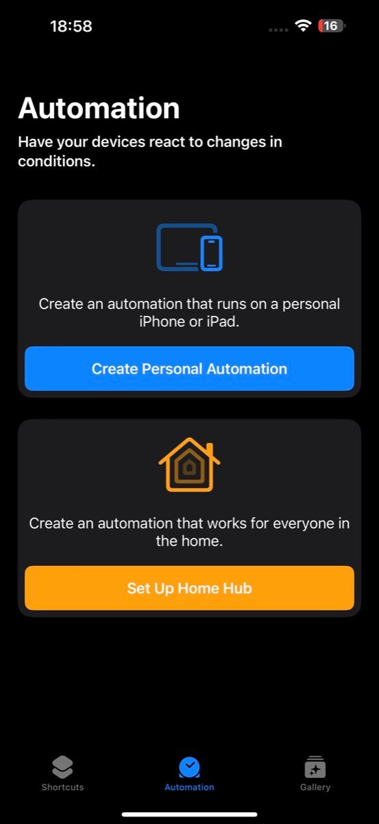 Automation tab in iPhone Shortcuts app