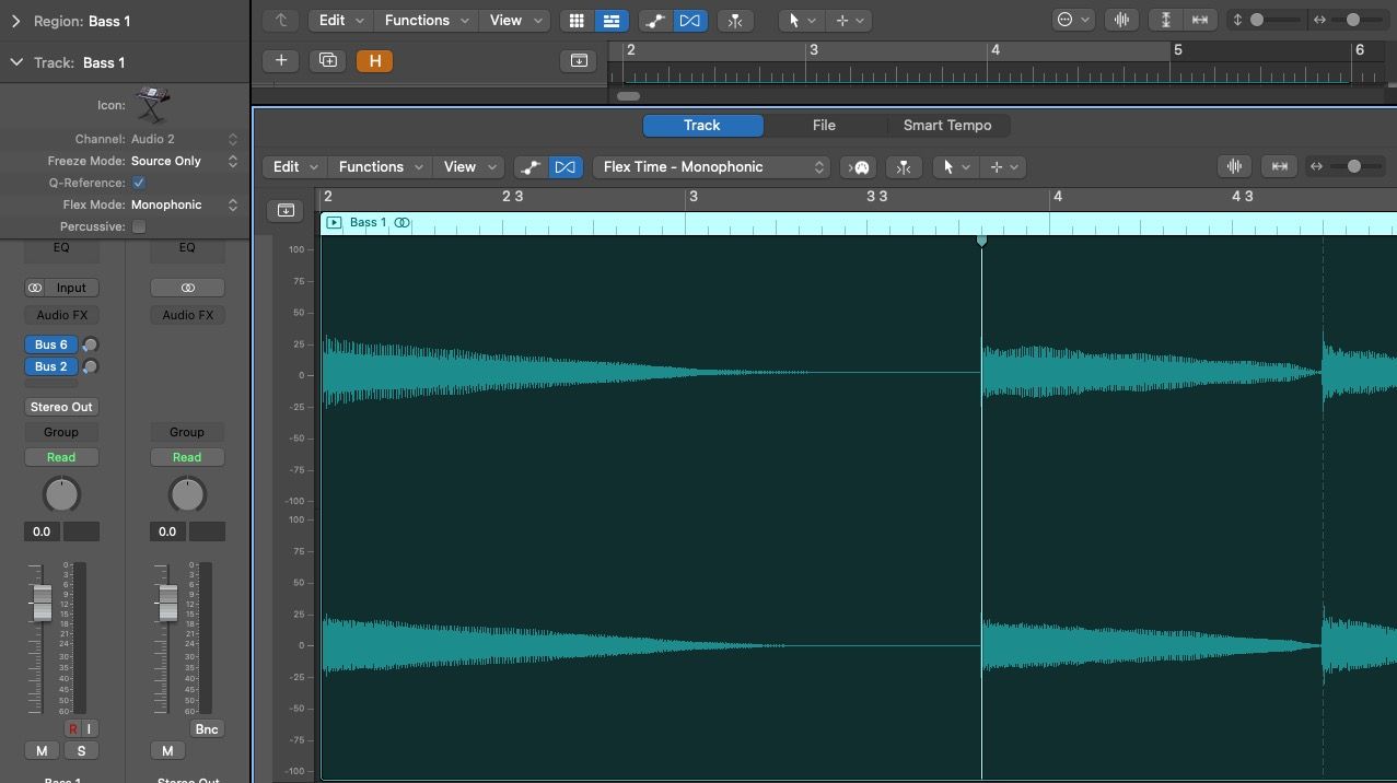 تنظیم زمان فلکس مونوفونیک در Logic Pro X