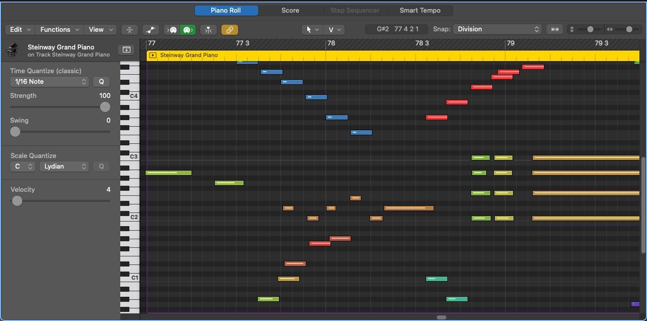 Multipart piano MIDI track in Logic Pro X