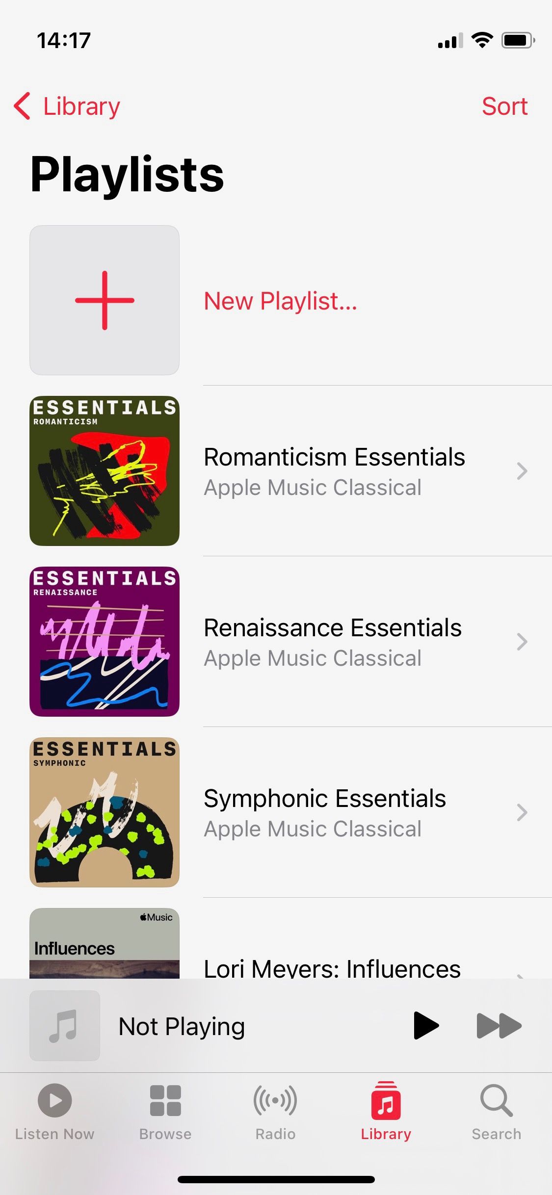 Screenshot of Apple Music all playlists 1