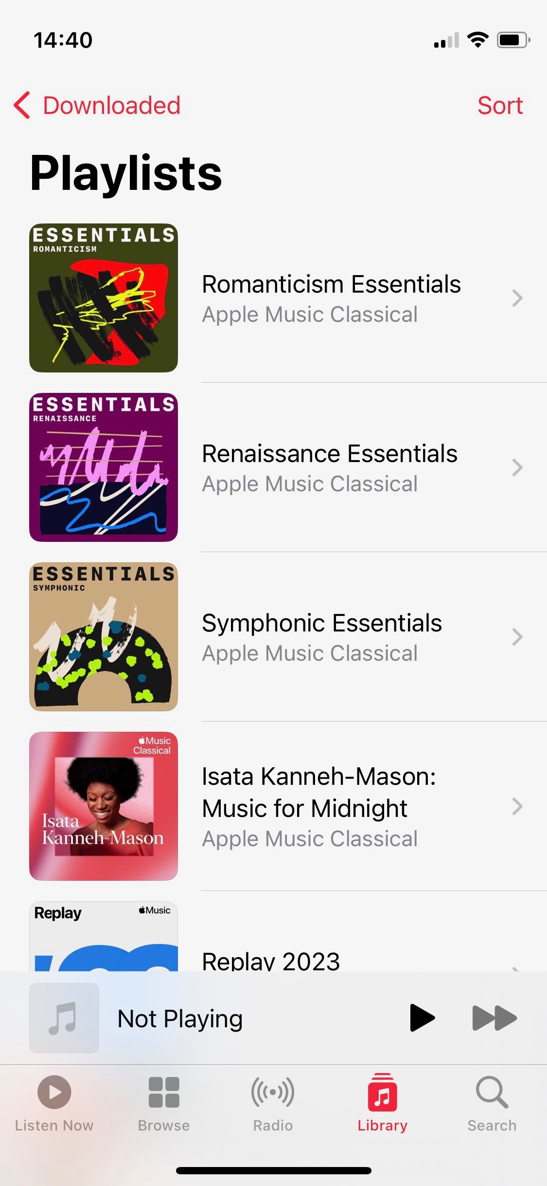 Screenshot of Apple Music Downloaded Playlists3