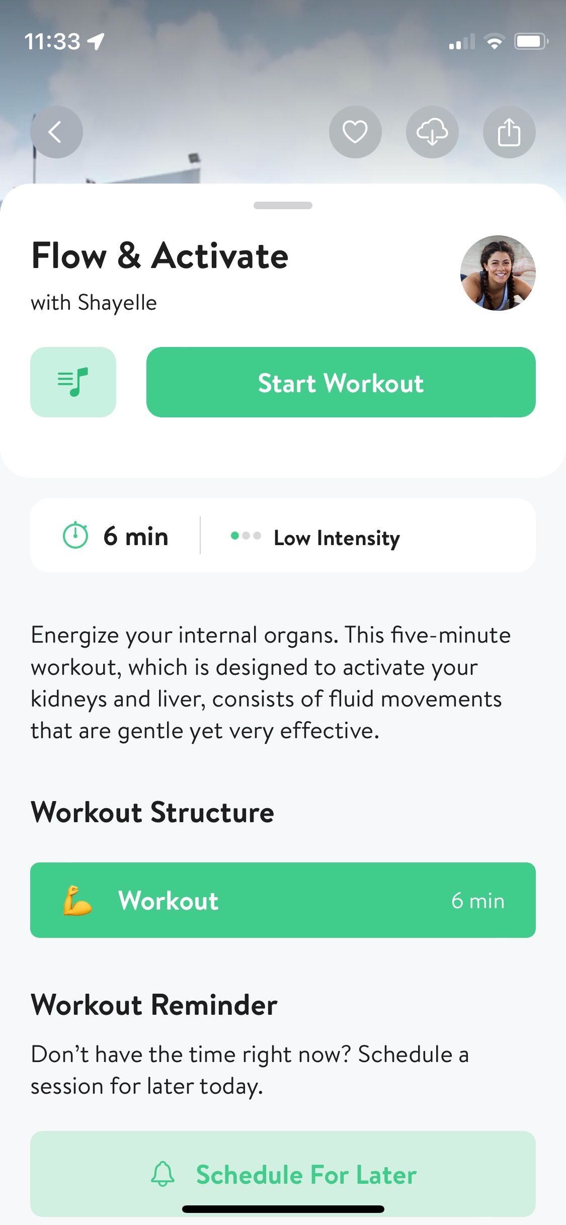 Screenshot of Asana Rebel app showing sample workout structure 2