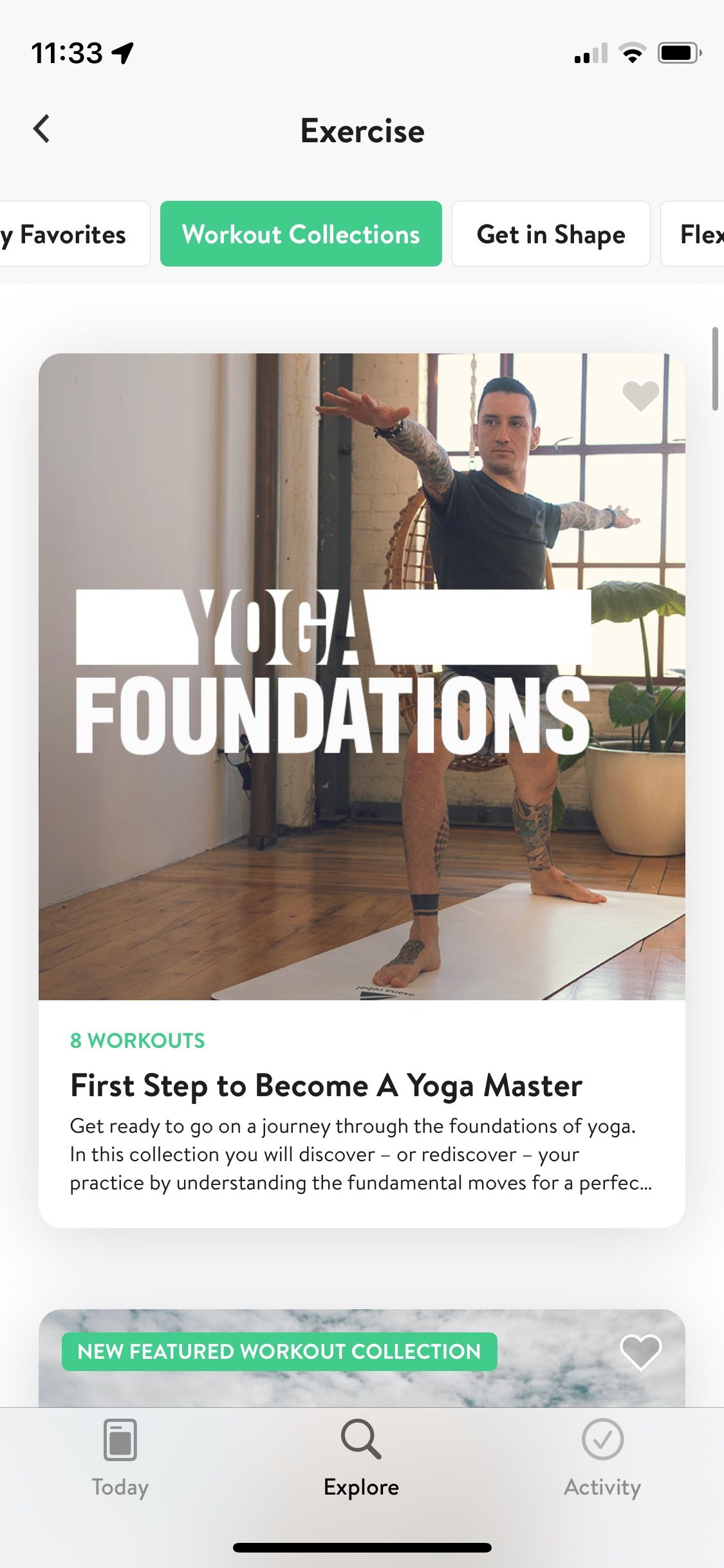Screenshot of Asana Rebel app showing Yoga Foundations course 3