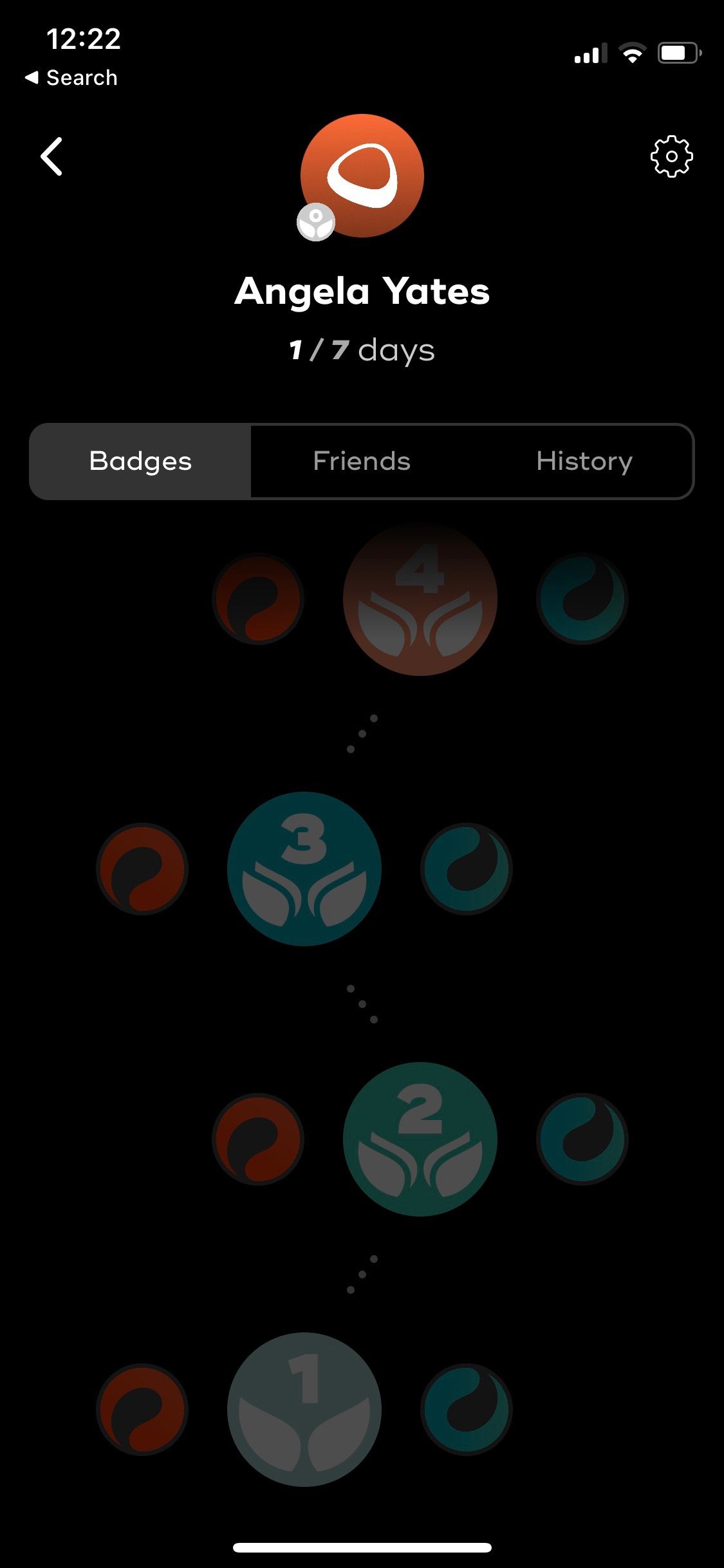 Screenshot of Breathonics app achievement badges
