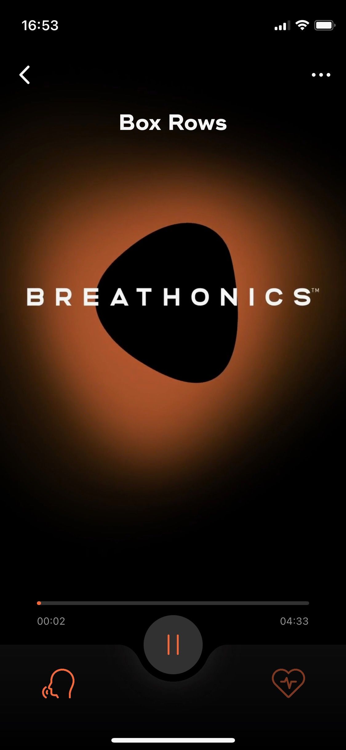 Screenshot of Breathonics app exercise play screen