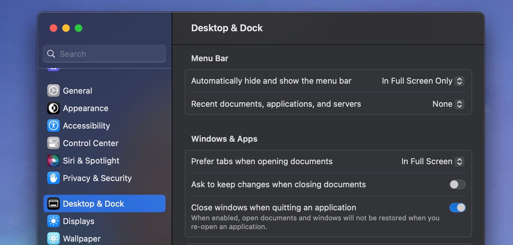 Cài đặt Desktop và Dock trong macOS