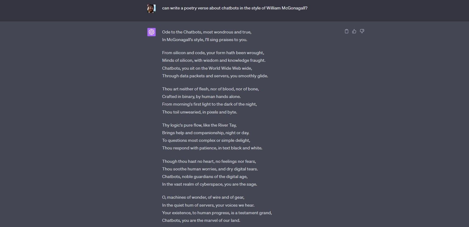 Screenshot of GPT-4 composing poetry