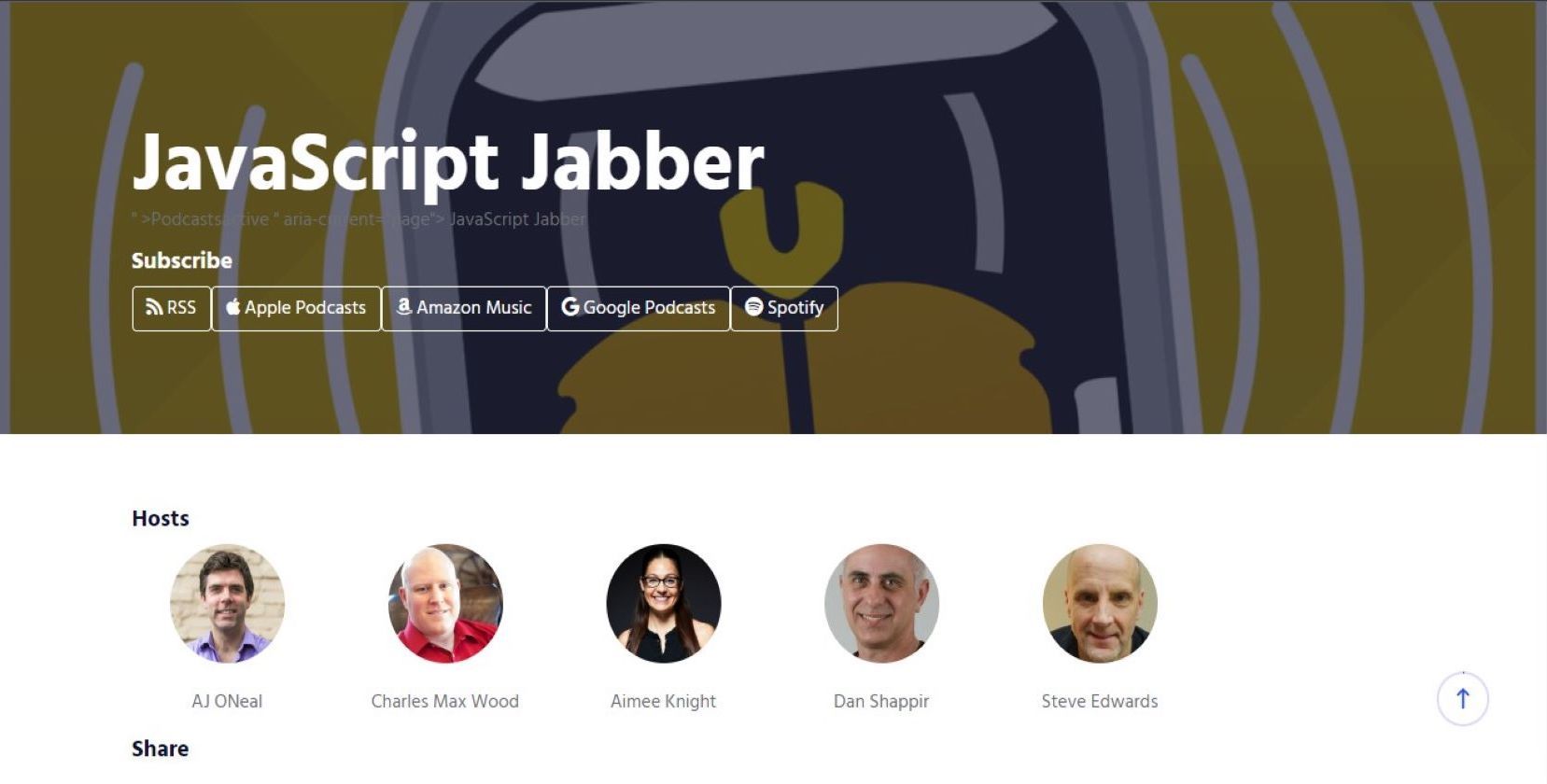 Screenshot of Javascript Jabber homepage