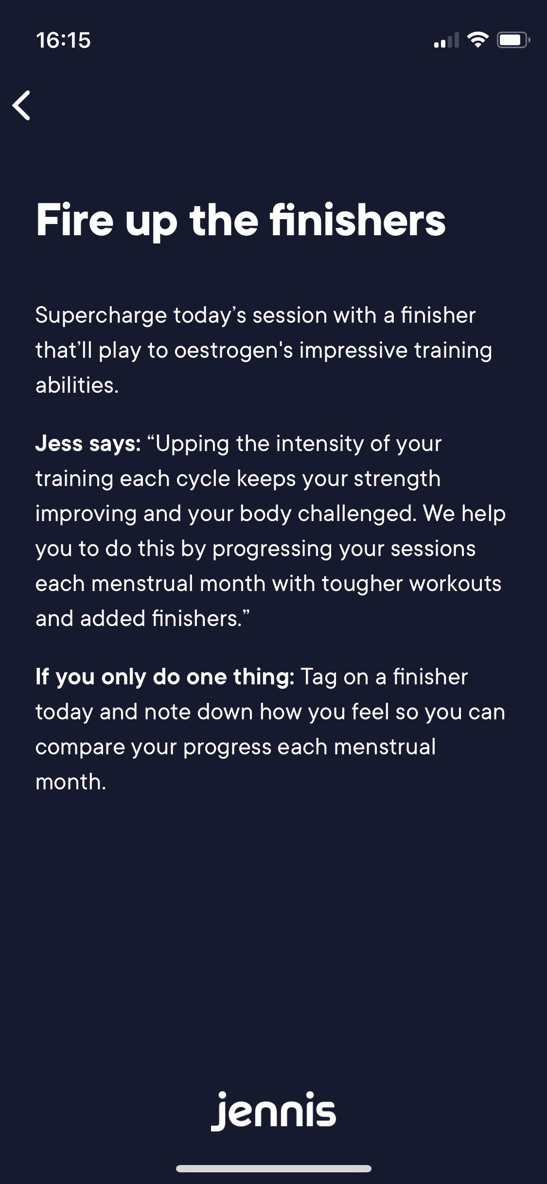 Screenshot of Jennis app health insights