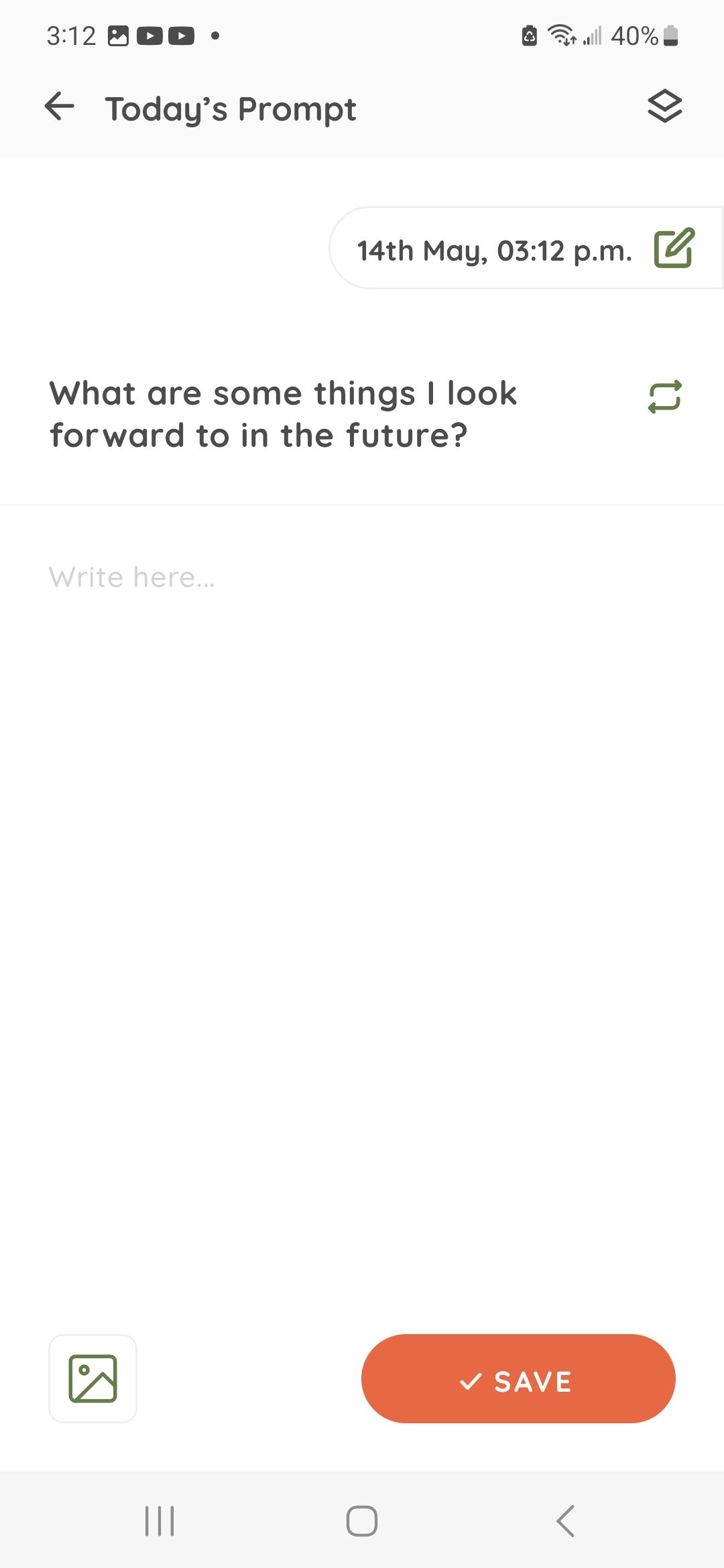 Screenshot of journal prompt in Amaha (InnerHour) app
