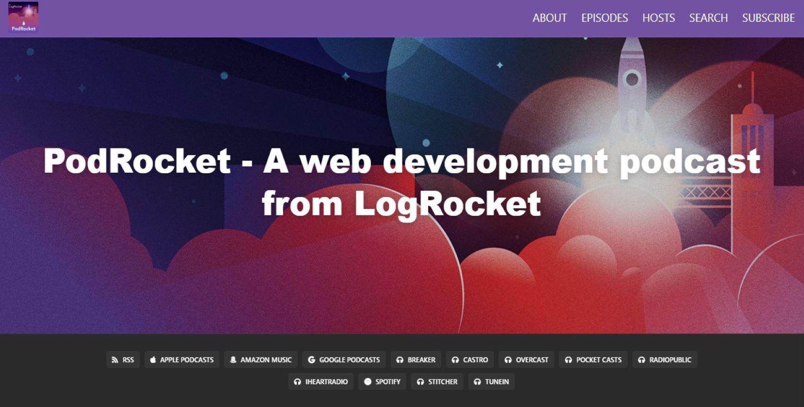 Screenshot of PodRocket homepage