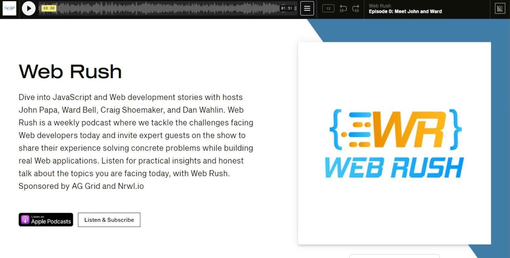 Screenshot of Web Rush homepage
