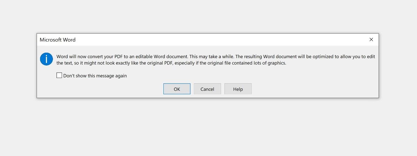 Screenshot of Word PDF Conversion