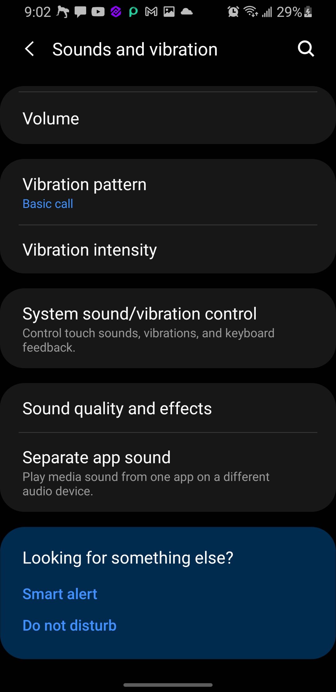 Screenshot Sounds and Vibration Settings