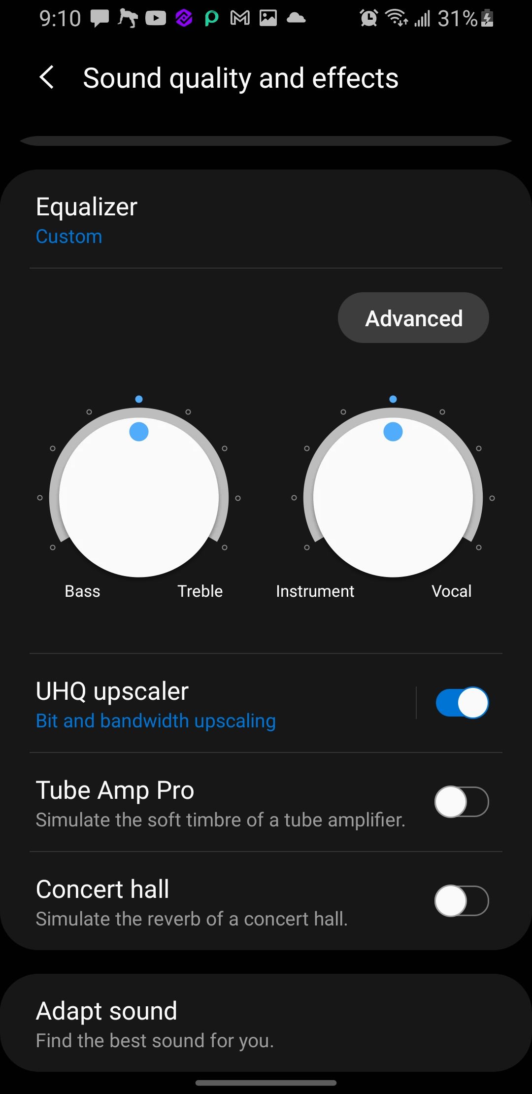 Screenshot of UHQ Upscaler Active When 3.5mm Jack Plugged