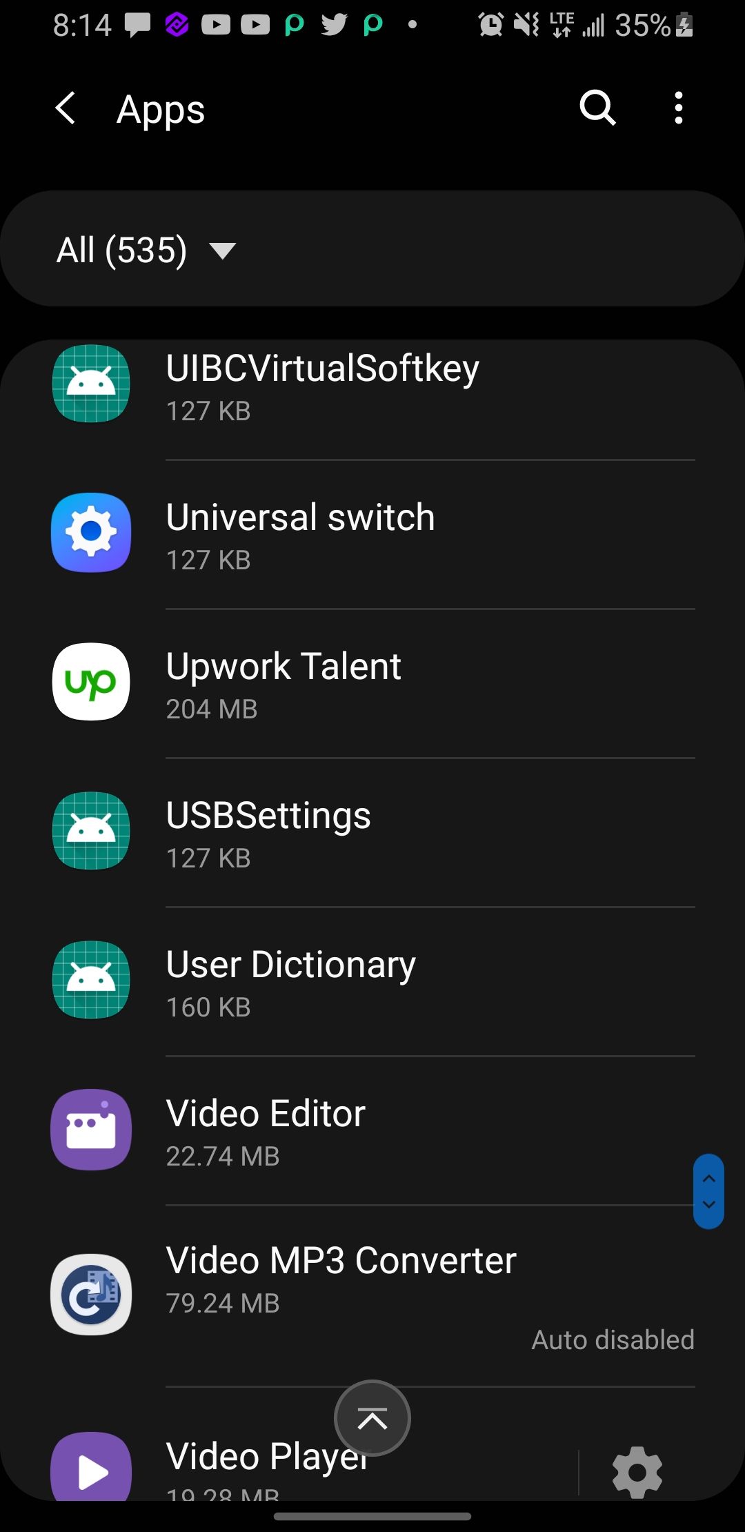 Screenshot of USBSettings app in Apps Settings
