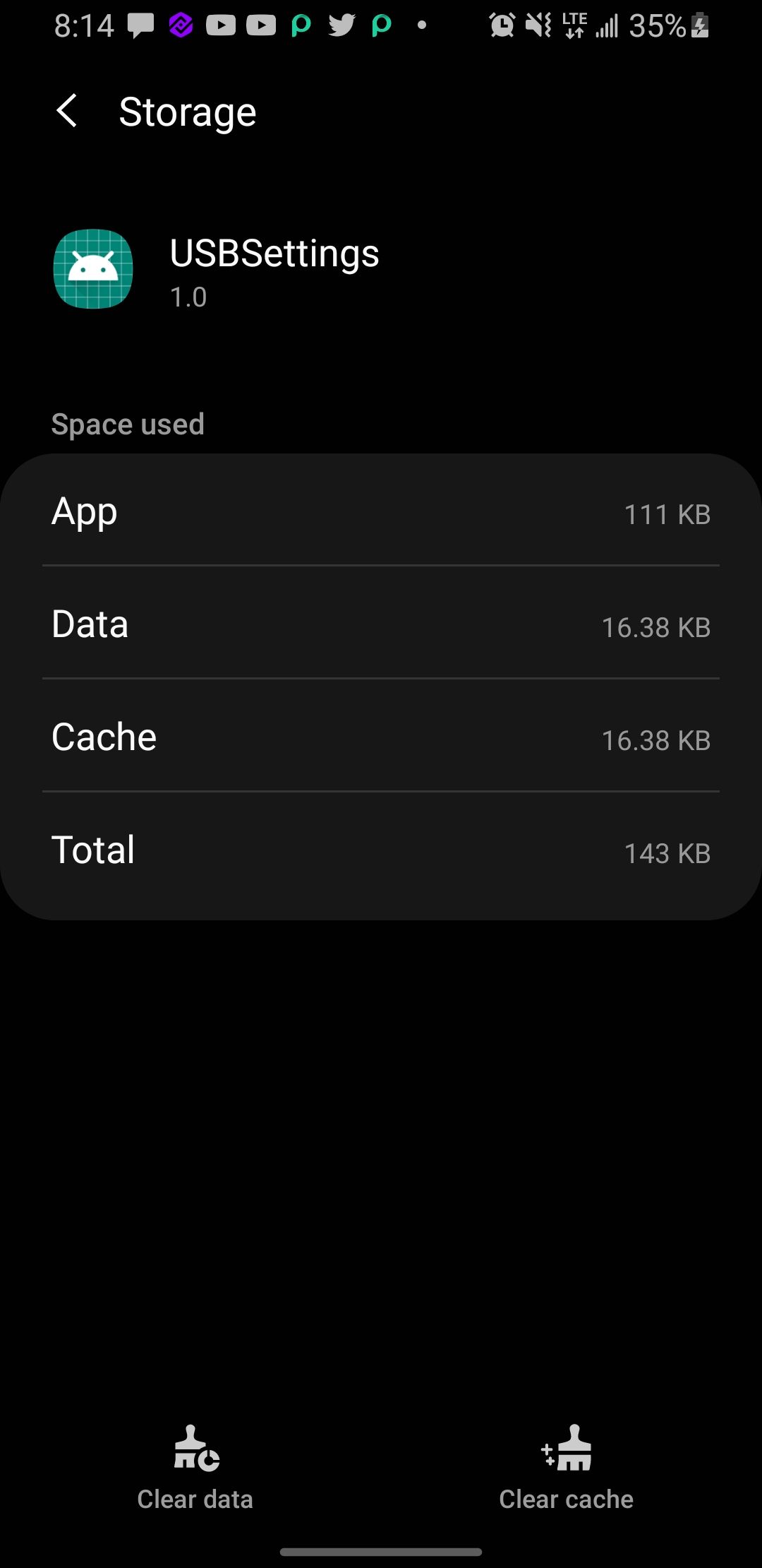 Screenshot of Clear Cache in USBSettings 