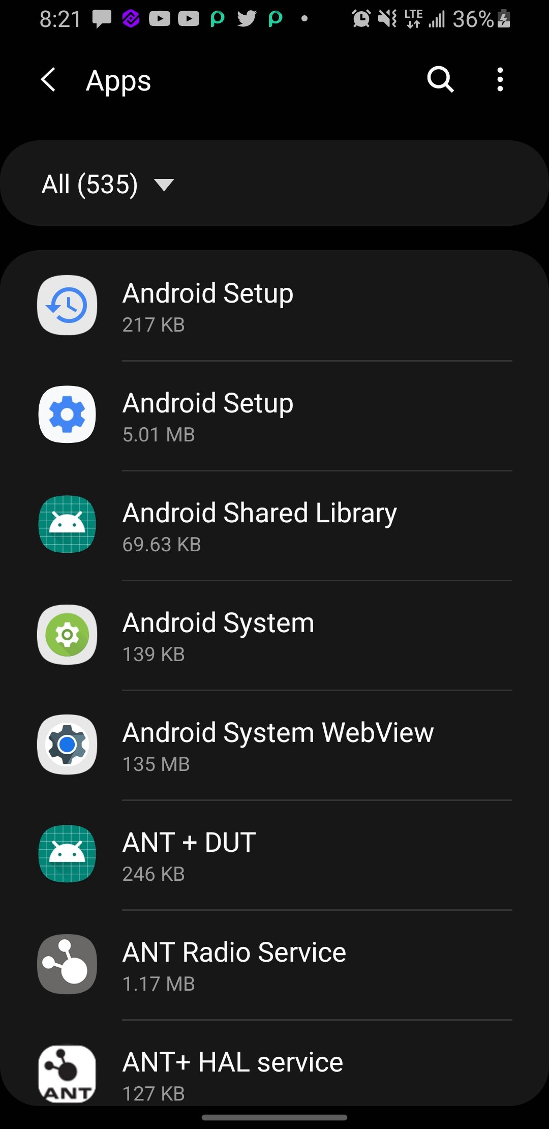 Screenshot of Android System app in Apps Settings