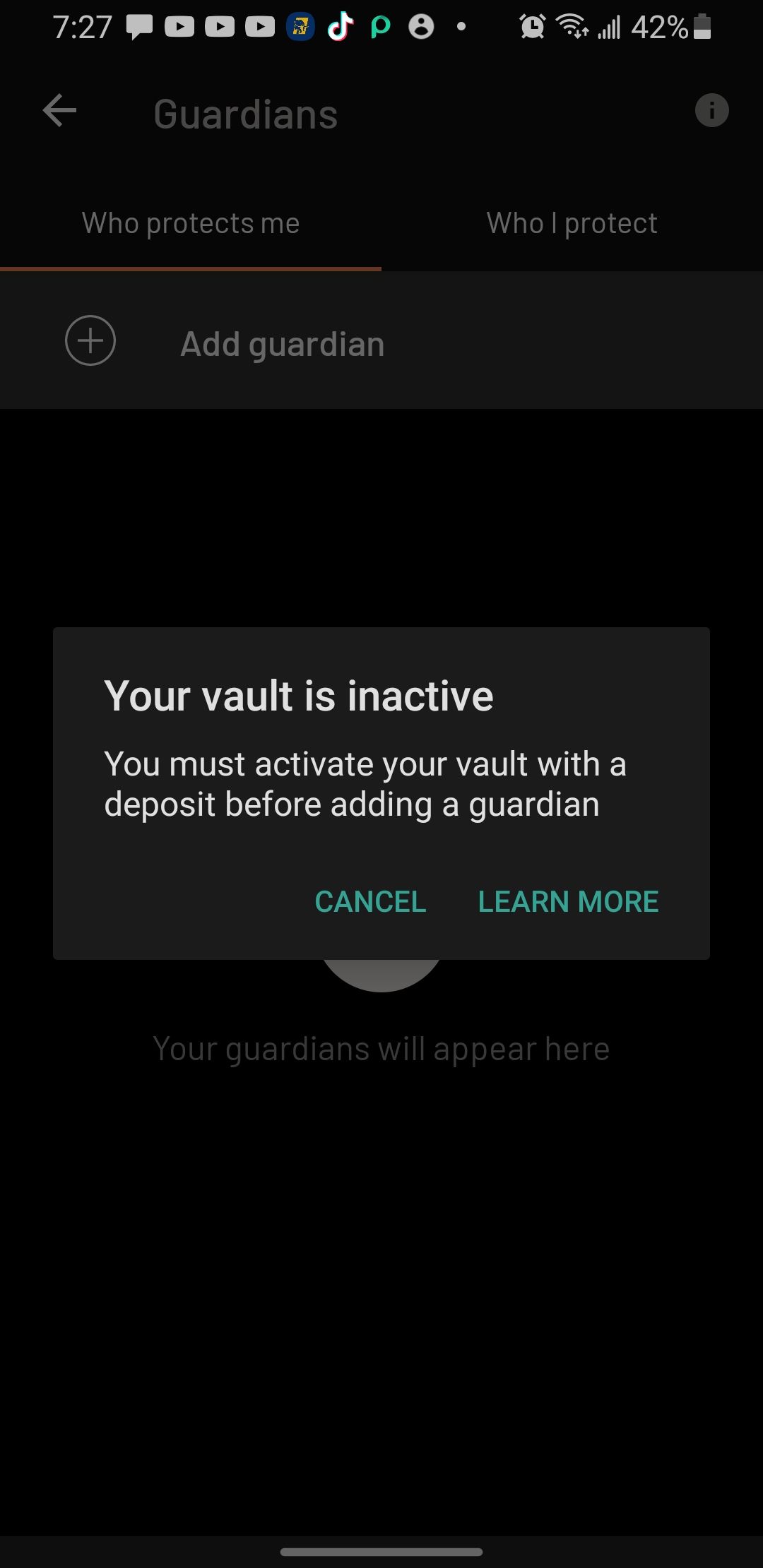 Activate your vault with a deposit on Argent app
