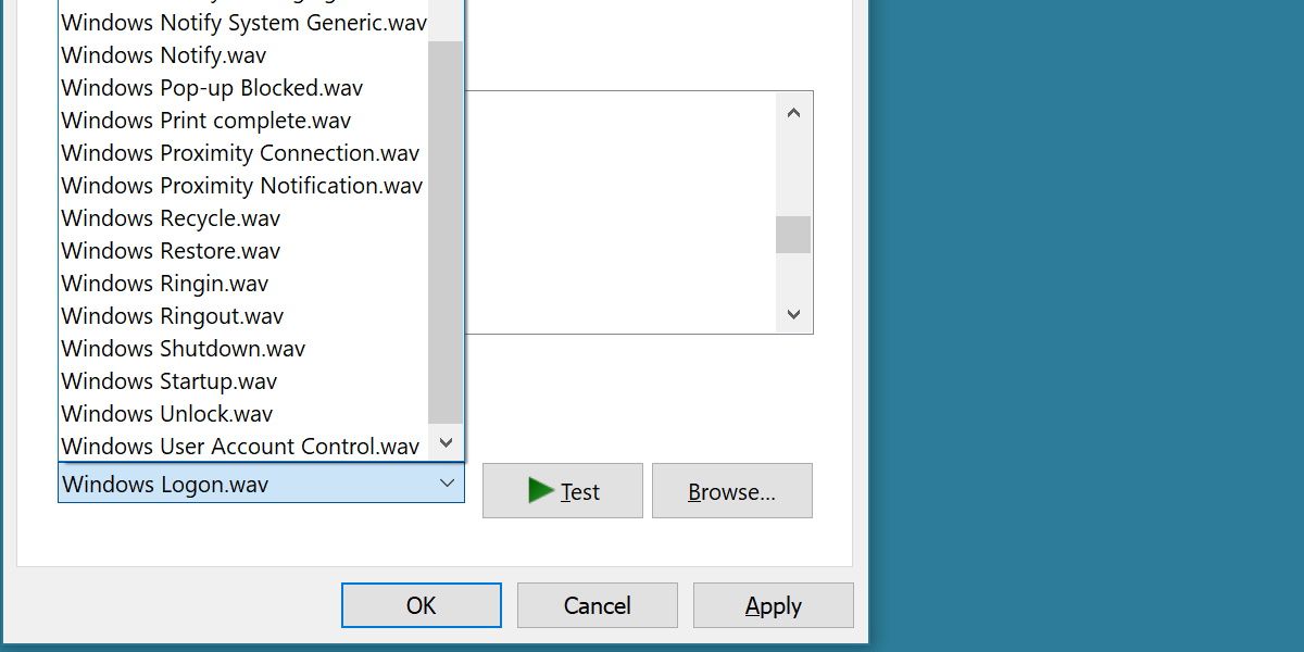 screenshot of changing the windows startup sound in system sounds
