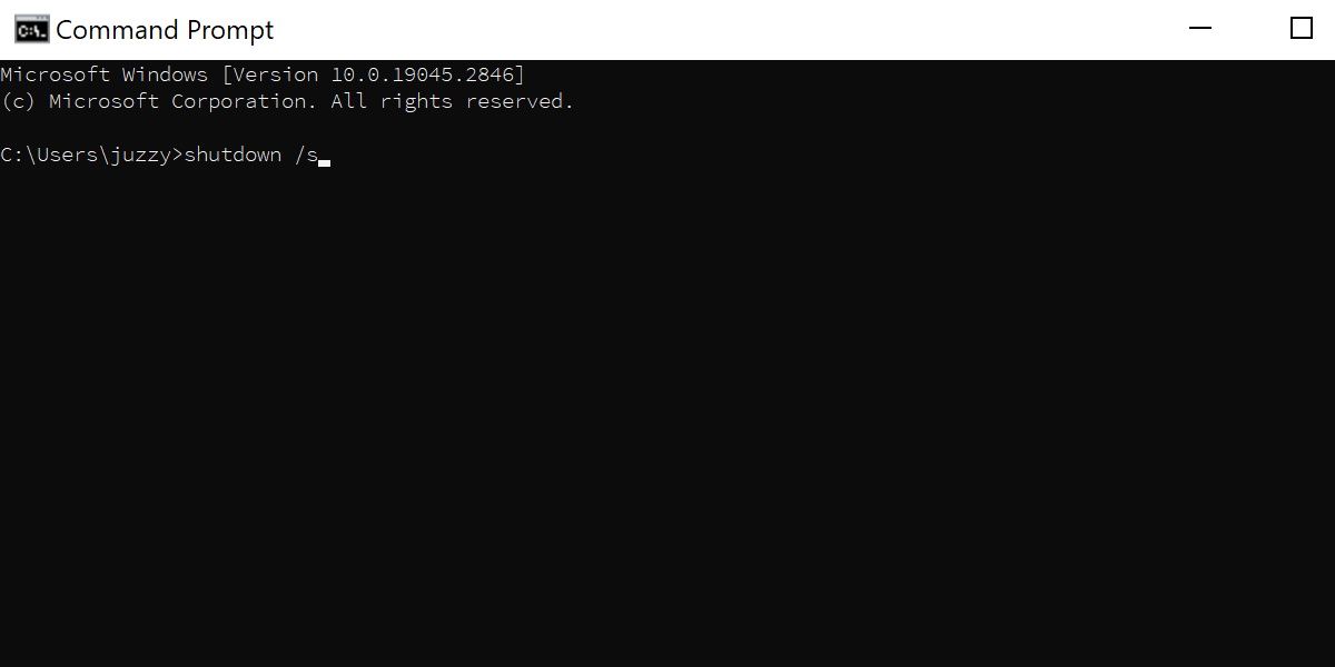 screenshot of the shutdown command in the command prompt