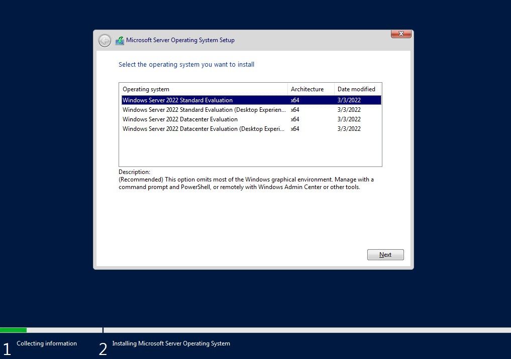Pilih Sistem Operasi Windows Server
