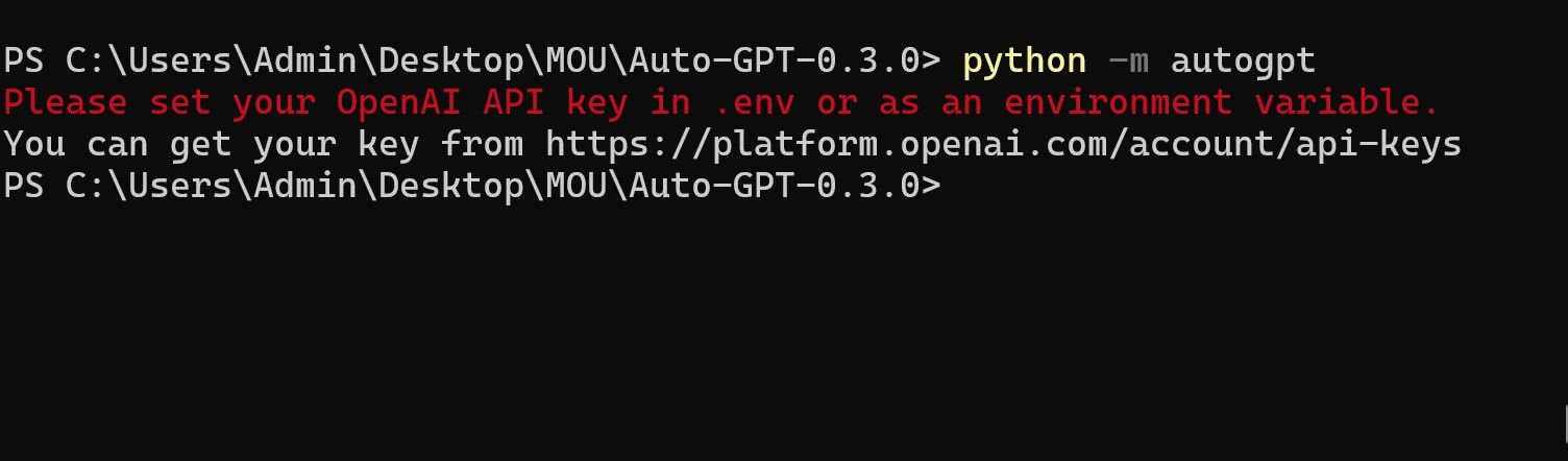 API key not set in .env