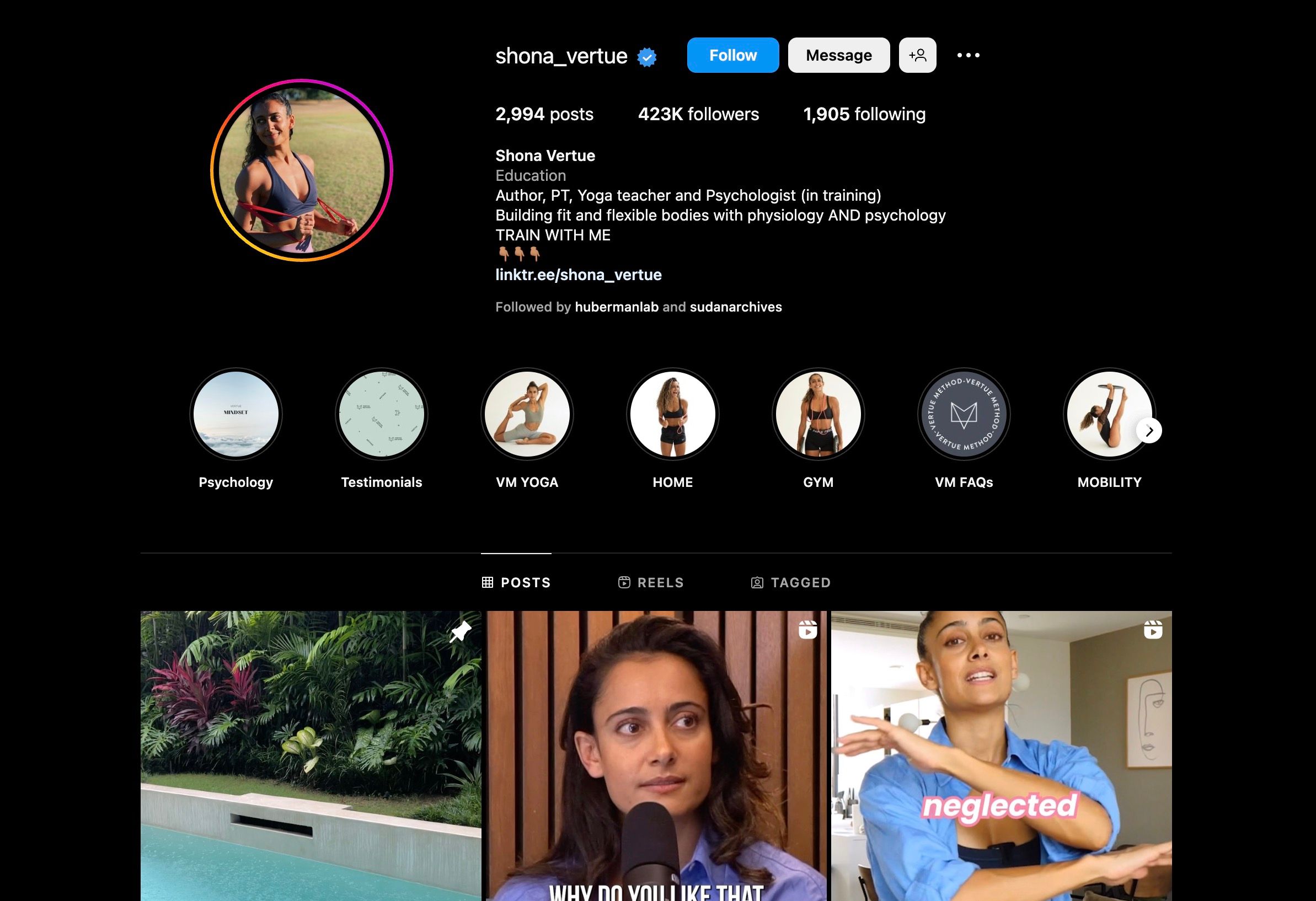Shona Vertue's Instagram profile 