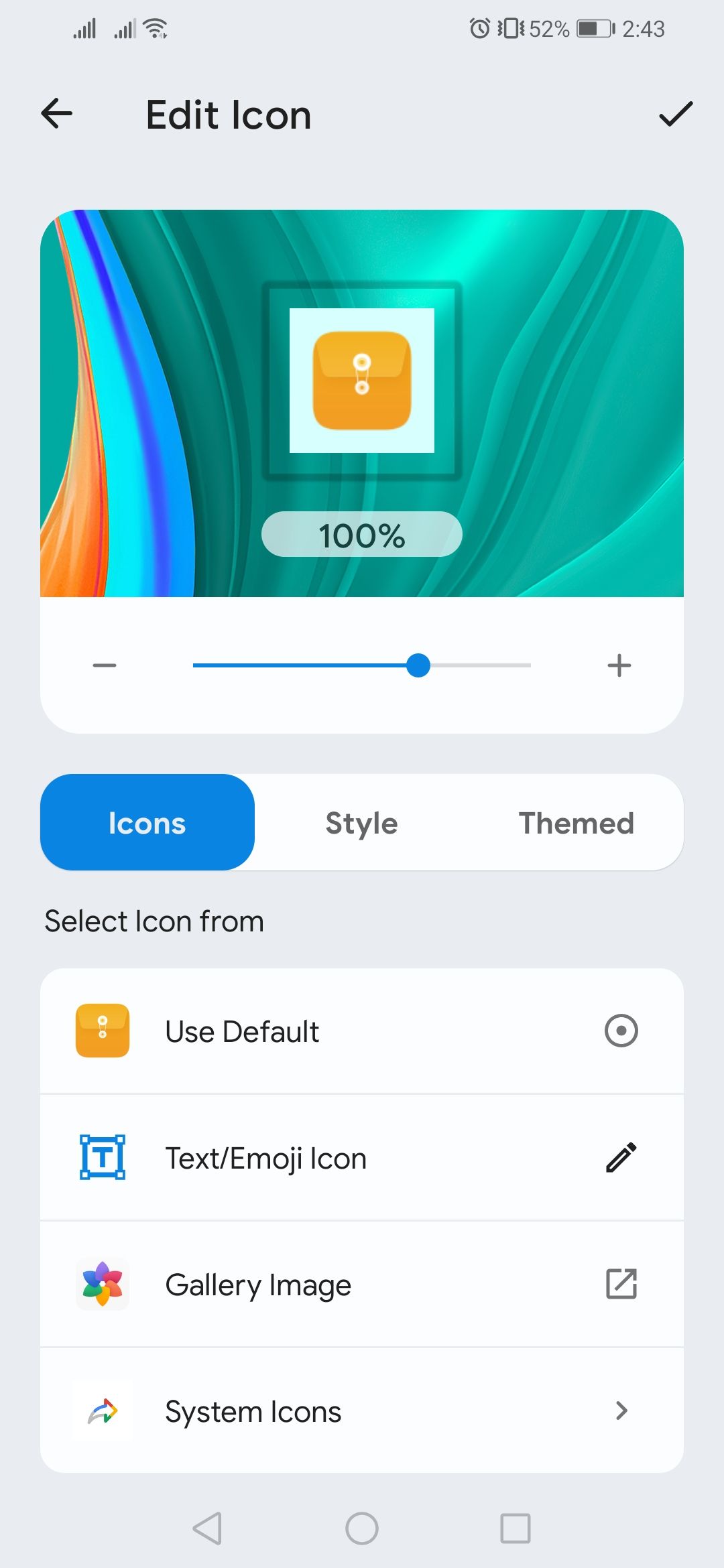 Options in the Shortcut Maker Icons tab 