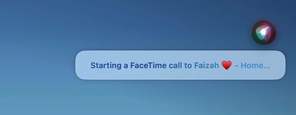 Siri یک تماس FaceTime با شخصی برقرار می کند