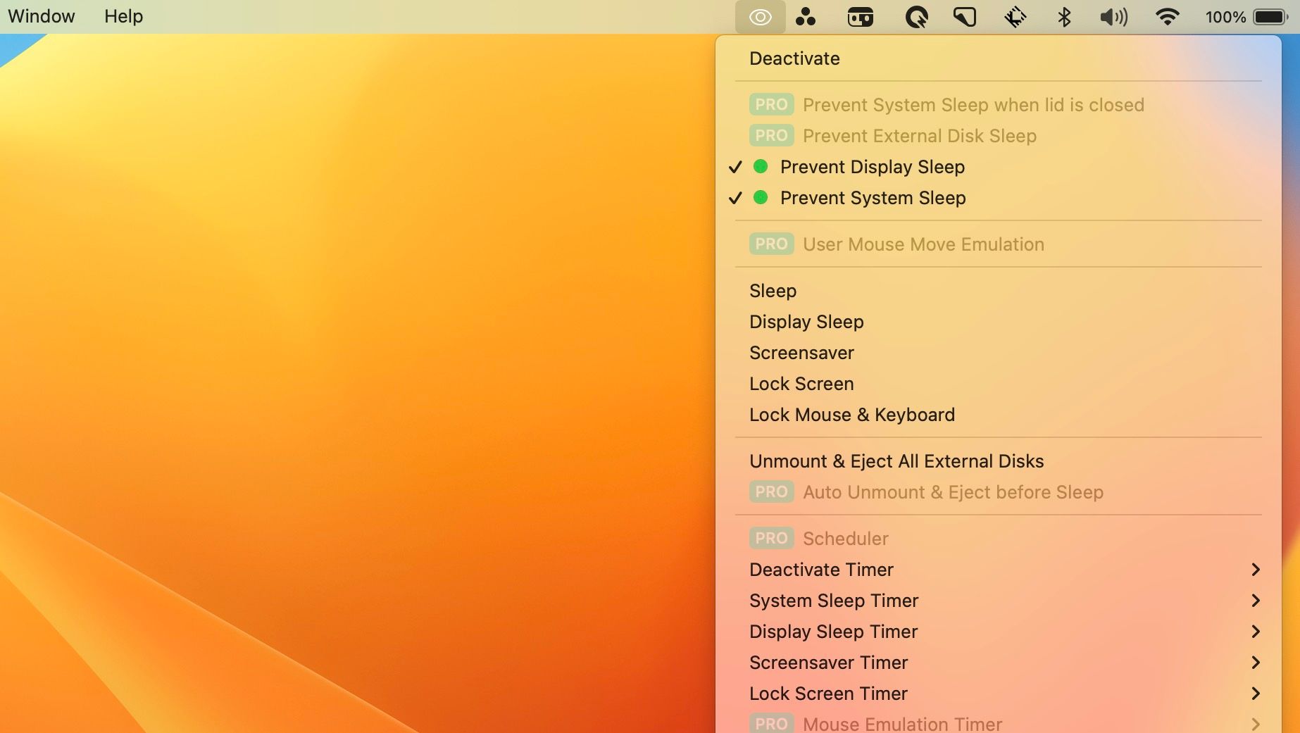 Sleep Control Center app on macOS Ventura