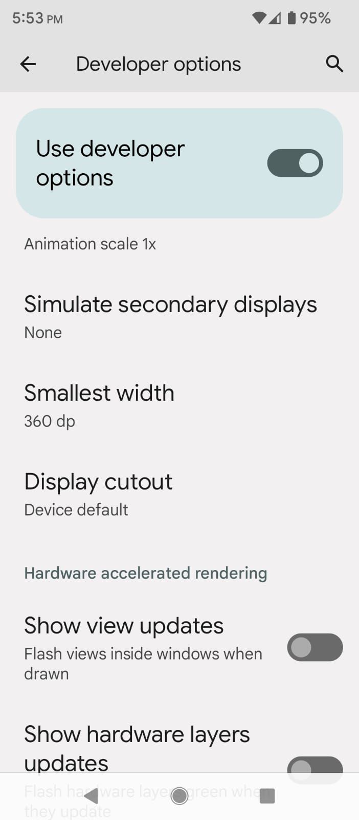 Smallest width option in Android Developer Options