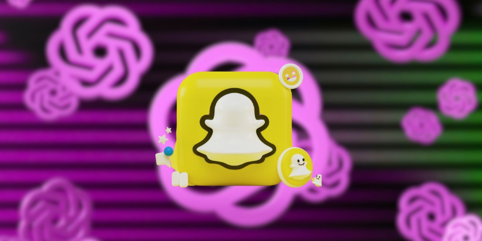 Snapchat Logo on top of Blurred OpenAI Logos