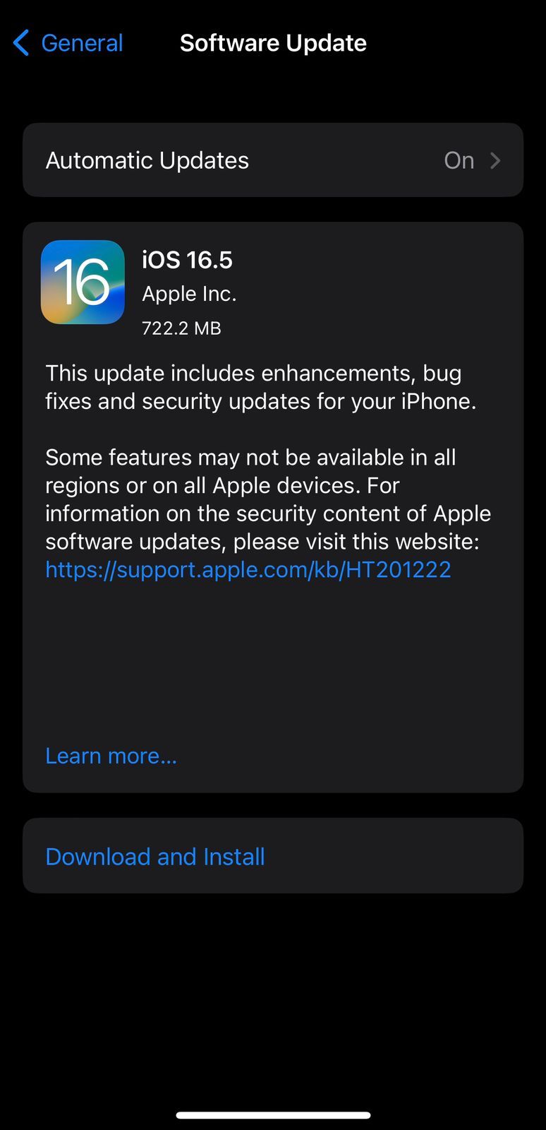Software Update iOS 16.5