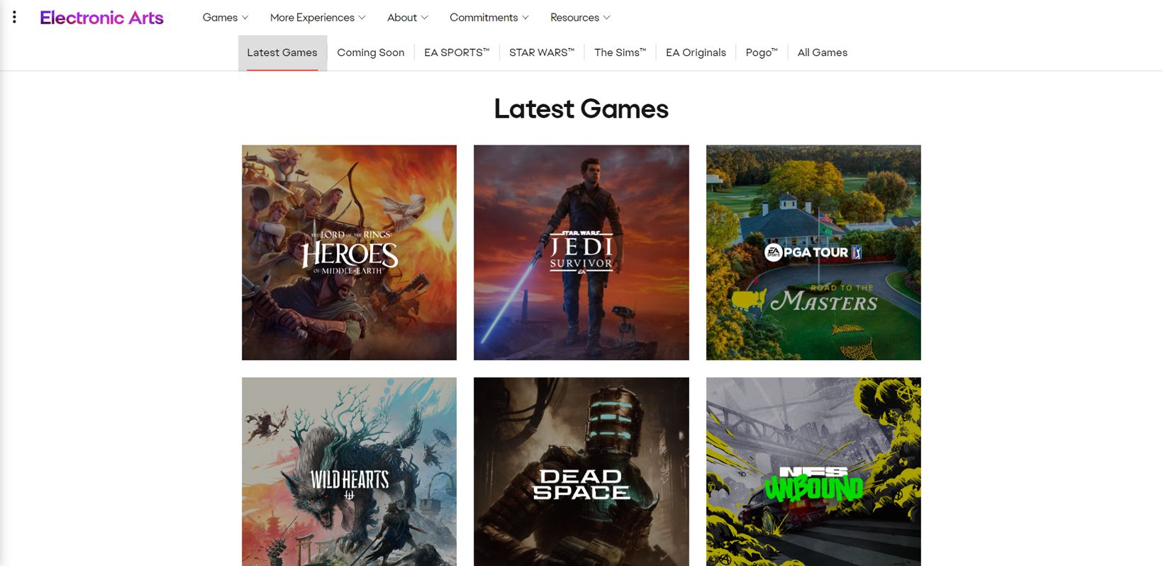 EA Store with a few original titles