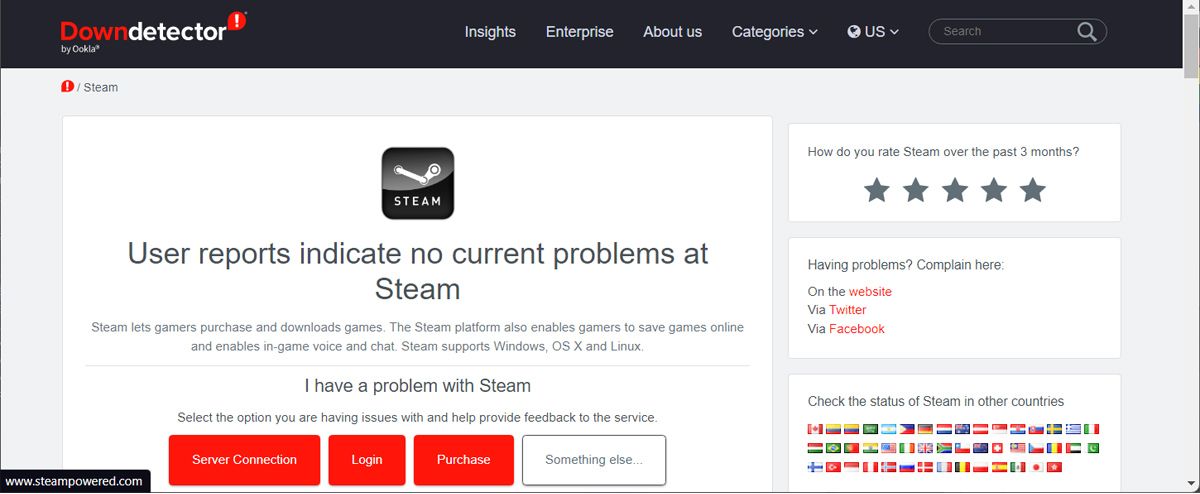 Проверьте серверы Steam