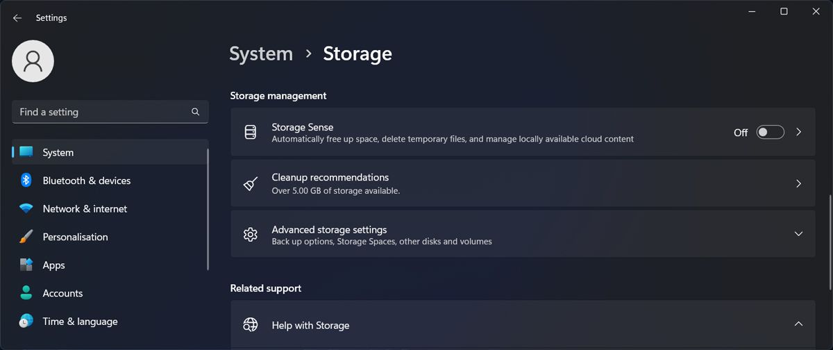 Pengaturan Storage Sense di Windows 11