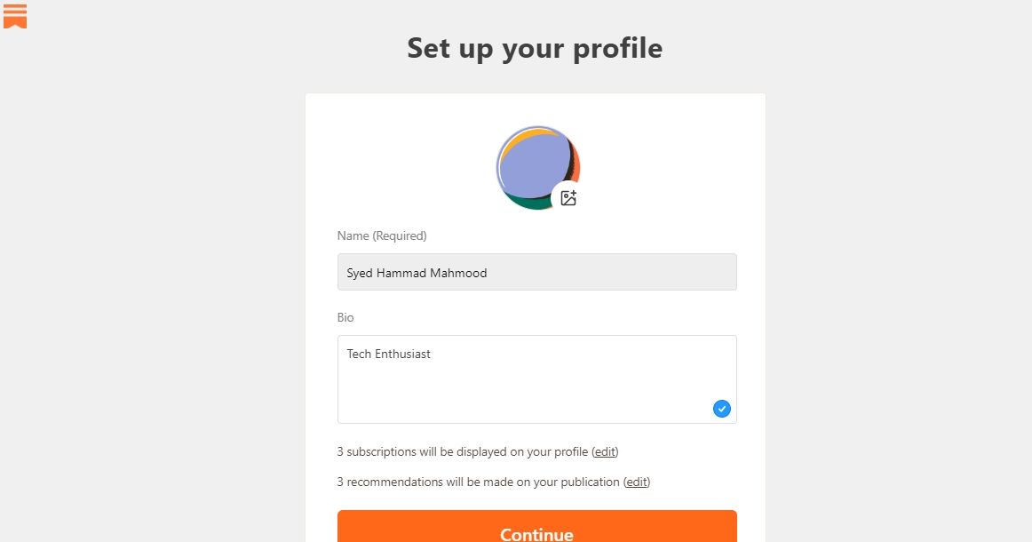 substack create profile screenshot