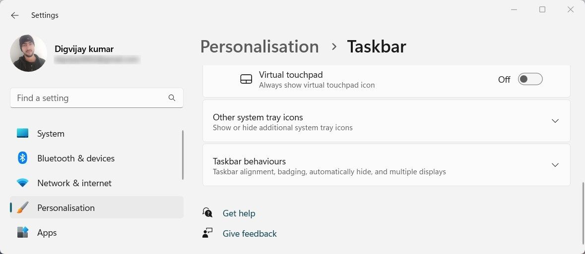 Taskbar behaviours in System Settings