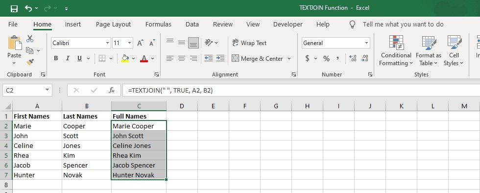 How to Use the TEXTJOIN Function in Excel