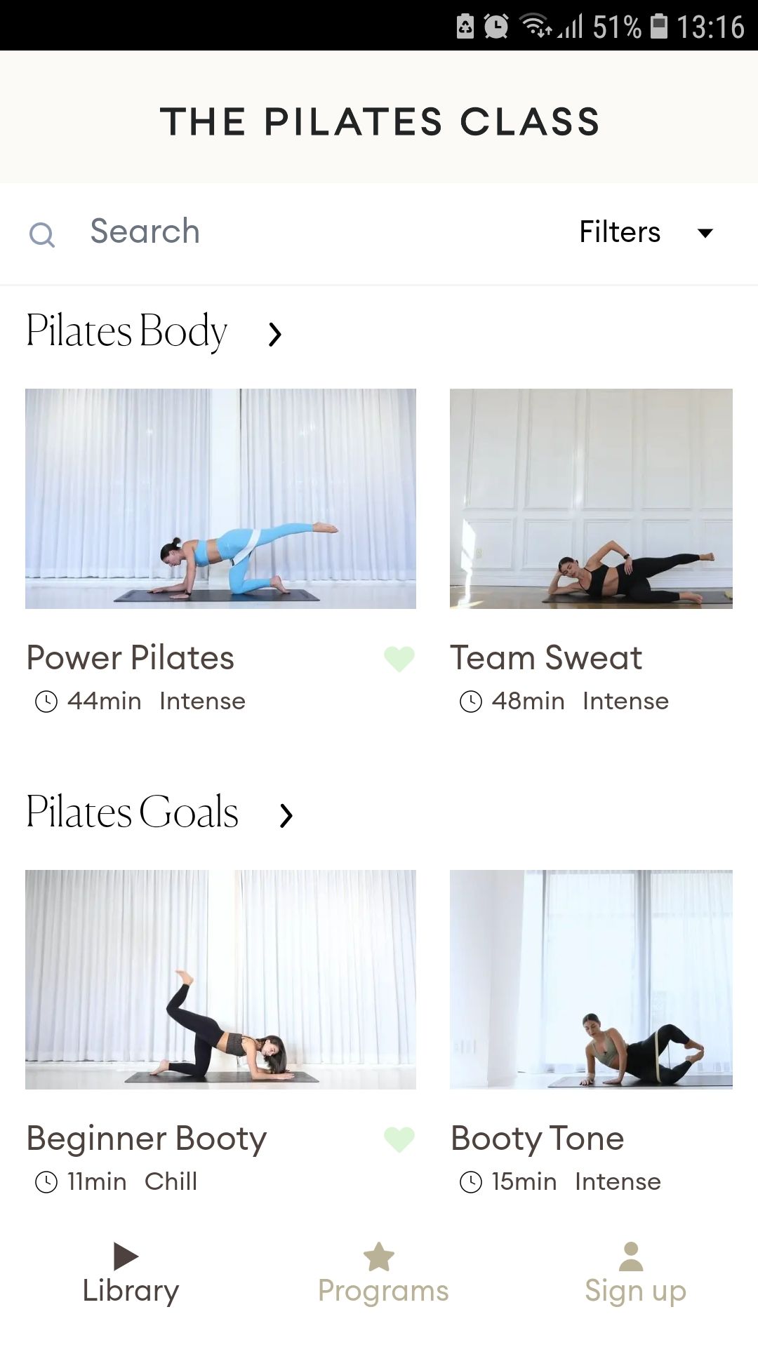 La bibliothèque de cours de Pilates Class