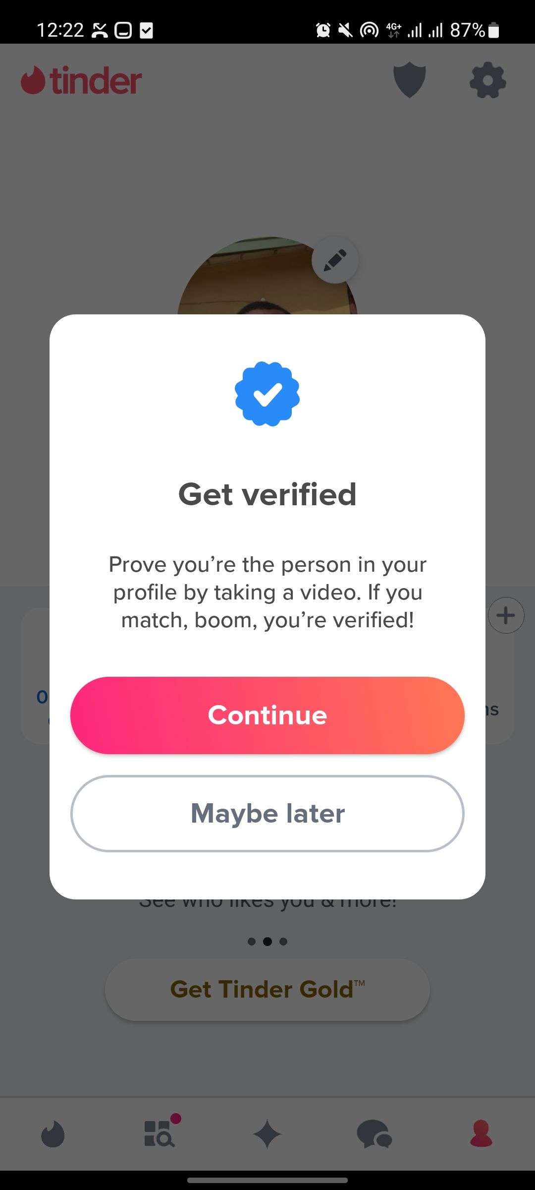 Tinder verification instruction